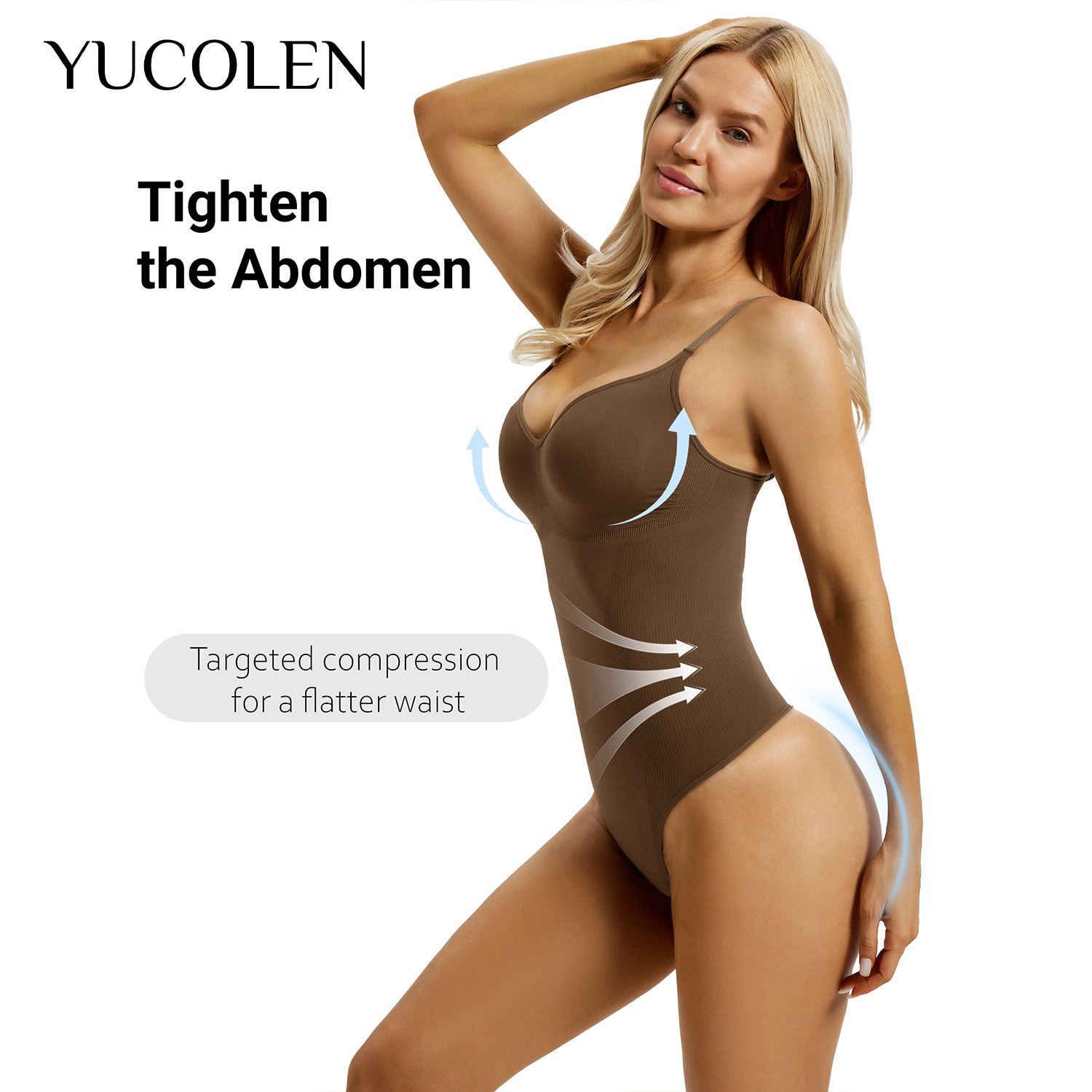 YUCOLEN Women U‑Neck Thong Bod - Shapewear Bodysuit Firm recension och pris