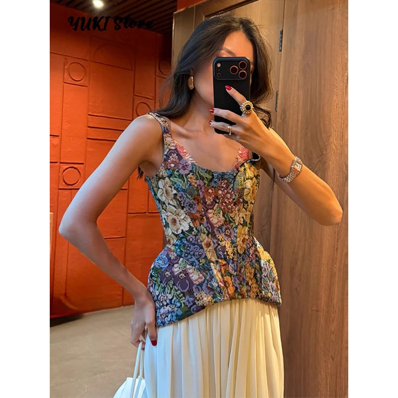 Floral Printed Waist Cinched W - Corset Waist Cinch recension och pris