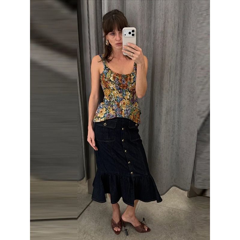 Floral Printed Waist Cinched W - Corset Waist Cinch recension och pris